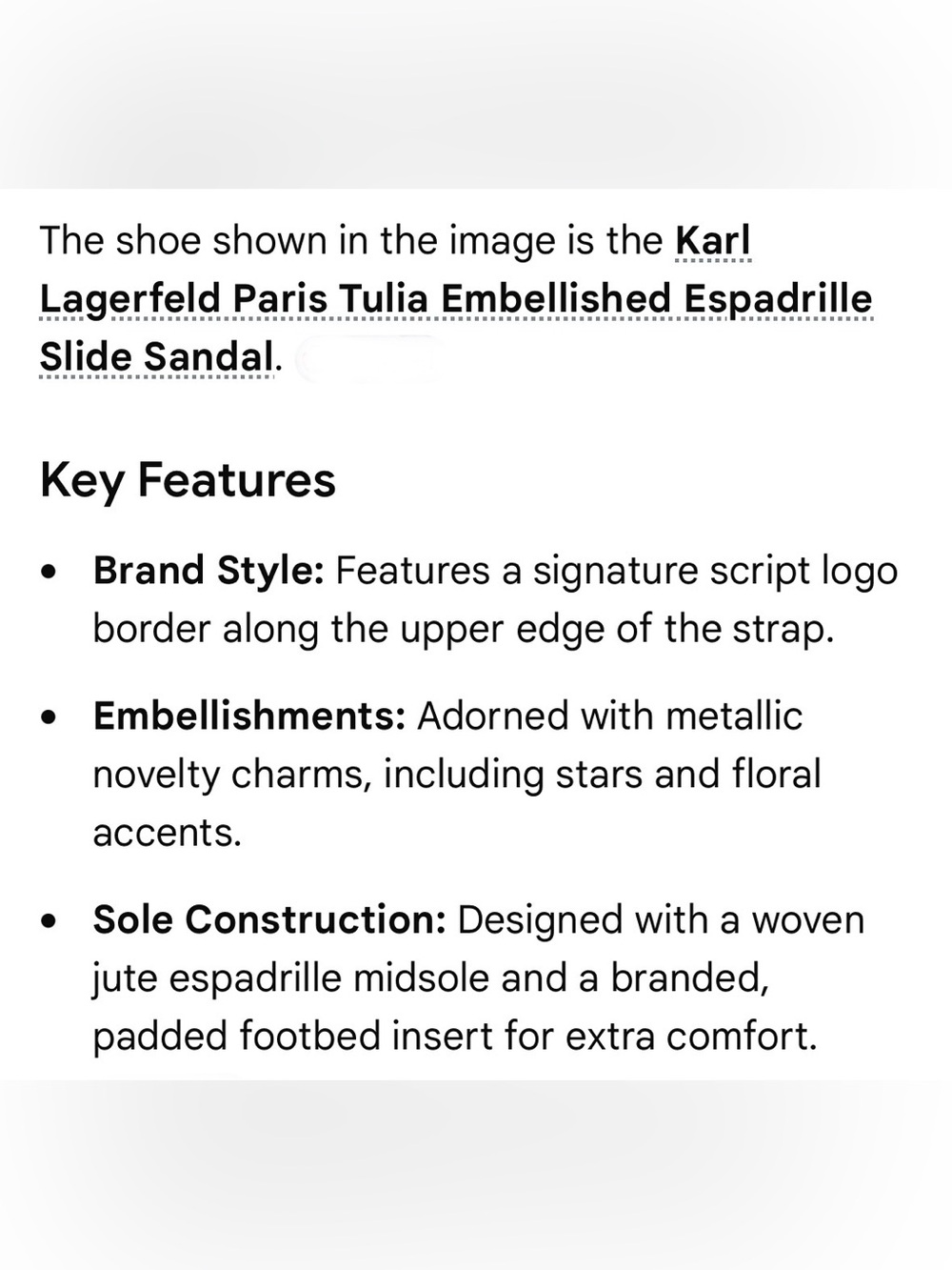 Karl Lagerfeld Paris Tulia Embelished Espadrille Slide Sandal (NWOT) - Picture 8 of 10